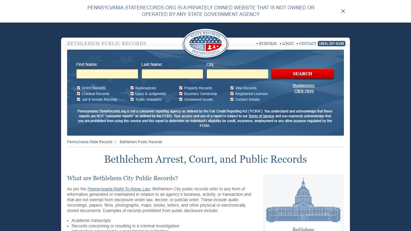 Bethlehem Arrest and Public Records | Pennsylvania.StateRecords.org