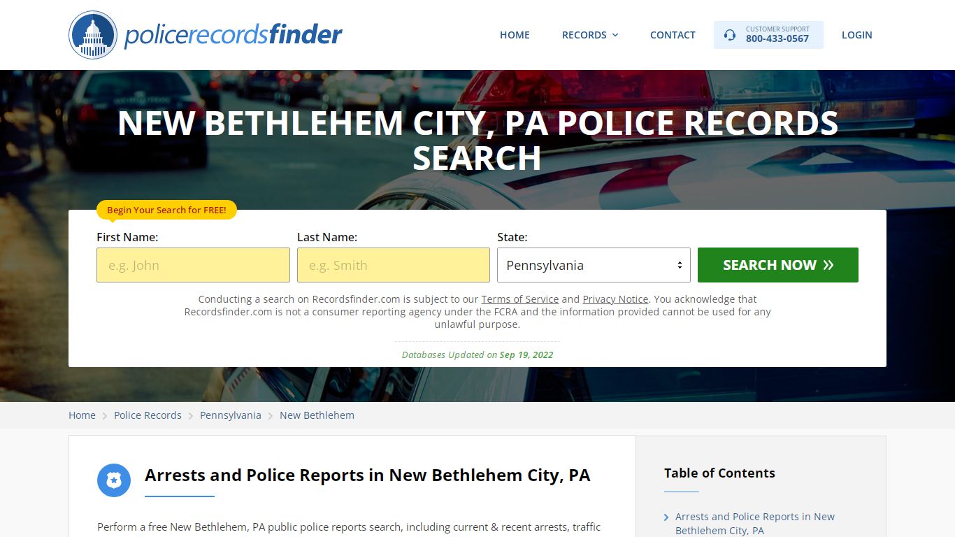 NEW BETHLEHEM CITY, PA POLICE RECORDS SEARCH - RecordsFinder